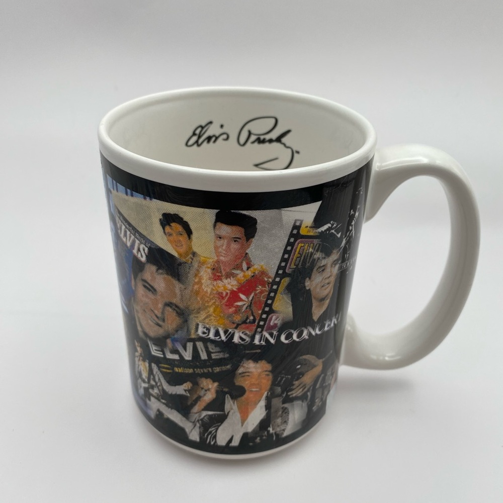 Vintage 2001 Elvis Presley Montage Coffee Mug M Ware China Signature Inside